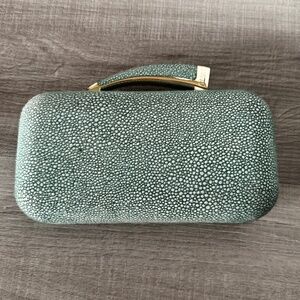 Vince Camuto Mint Green Shagreen Box Clutch | Stingray Embossed & Gold Chain